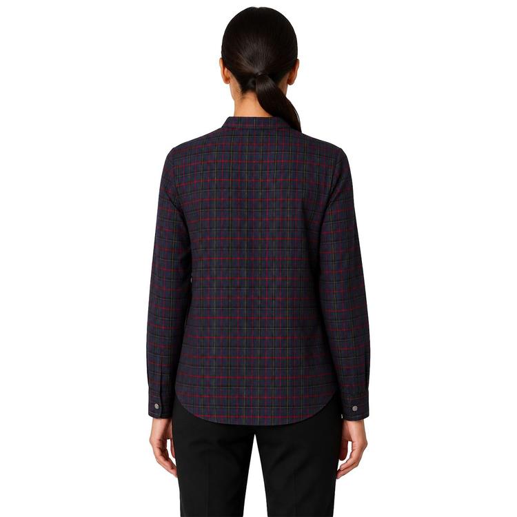 Womens Zac & Rachel Long Sleeve 1/2 Button Down Plaid Blouse