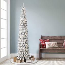 Puleo International 7ft. Pre-Lit Flocked Alpine Christmas Tree