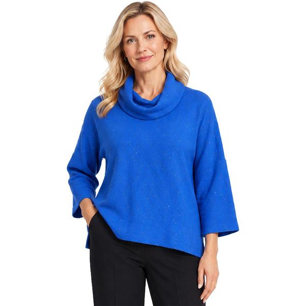 Plus Size Ali Miles Long Sleeve Cowl Neck Solid With Sparkle Det - image 