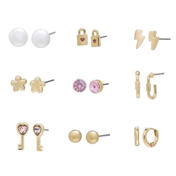 Steve Madden Garden Party Flower & Pearl Stud Earrings Set - image 