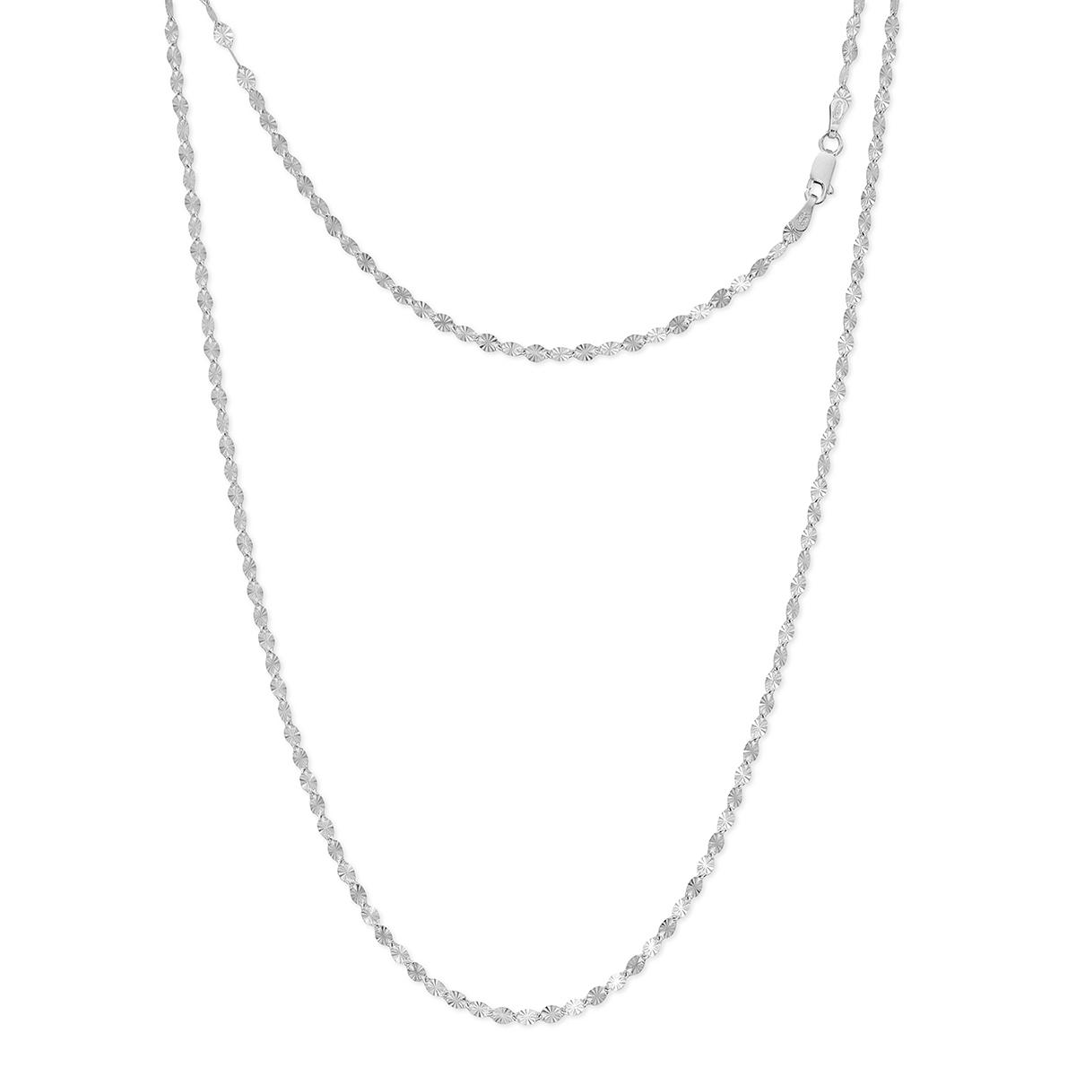 Silver Plated Diamond Cut Disc Chain Necklace