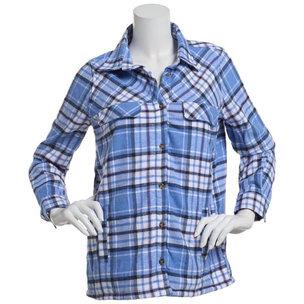 Juniors No Comment Sherpa Lined Flannel Shacket