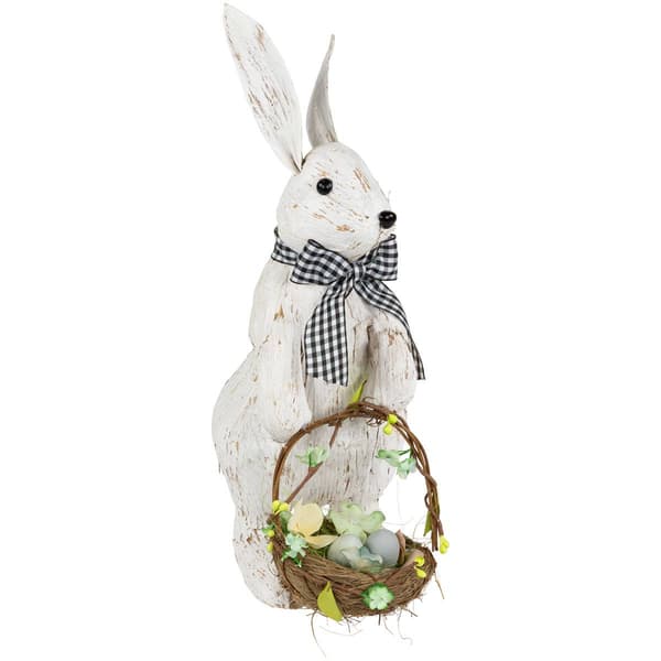 Northlight Seasonal Rustic Rabbit w/ Easter Basket Figurine