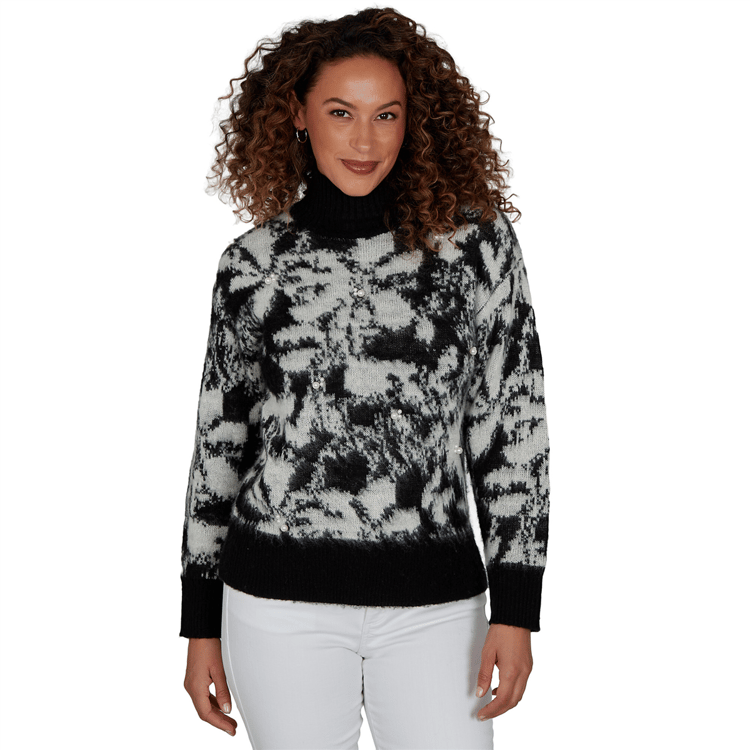 Womens Hearts of Palm Wrapped in Rubies Pearl Embellished Sweater