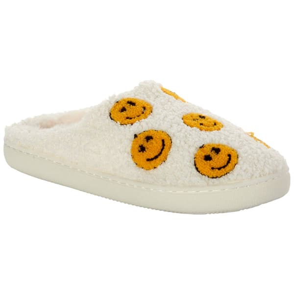 Womens Capelli New York Faux Berber Smiley Scuff Slippers