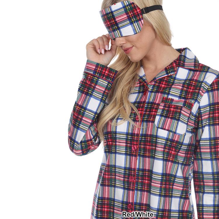 Womens White Mark 3 pc. Plaid Pajama Set