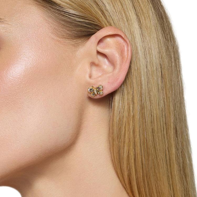 Athra 14kt. Gold Ooer Brass Mystic CZ Butterfly Stud Earrings Set