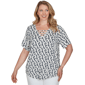Plus Size Emaline Key Items Short Sleeve Abstract V Neck Blouse - image 1