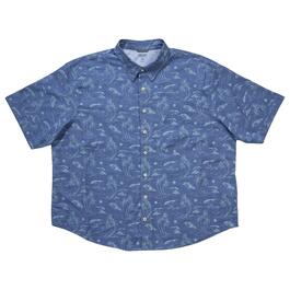 Mens Big & Tall IZOD&#40;R&#41; Short Sleeve Tropical Print Chambray Shirt