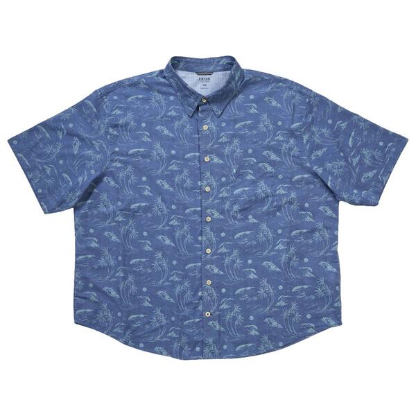 Mens Big & Tall IZOD&#40;R&#41; Short Sleeve Tropical Print Chambray Shirt - image 