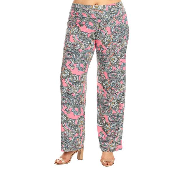 Plus Size White Mark Paisley Print Palazzo Pants - image 