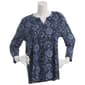 Womens Napa Valley 3/4 Sleeve Paisley Pleat Henley Blouse - image 1