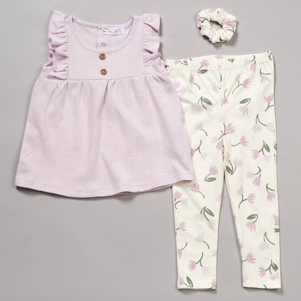 Toddler Girl Rene Rofe(R) Solid Ruffle Top & Tulip Leggings Set - image 