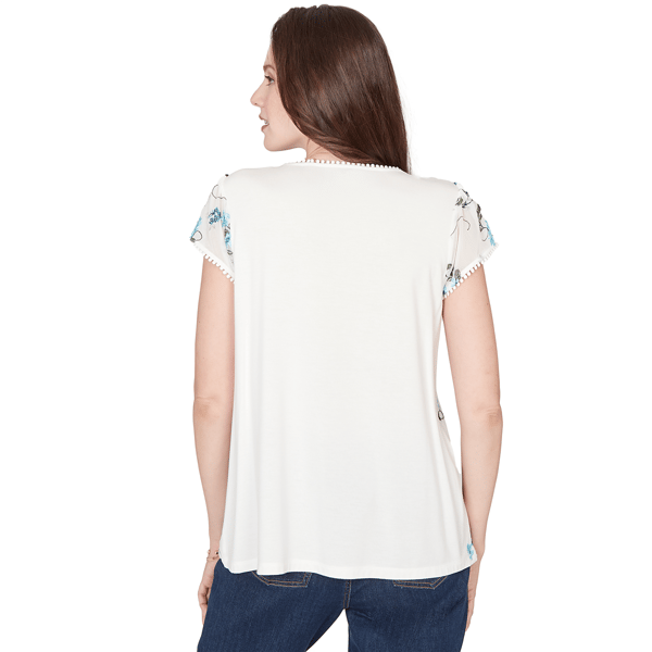Petite Skye’s the Limit Fresh Start Floral Embroidery Blouse