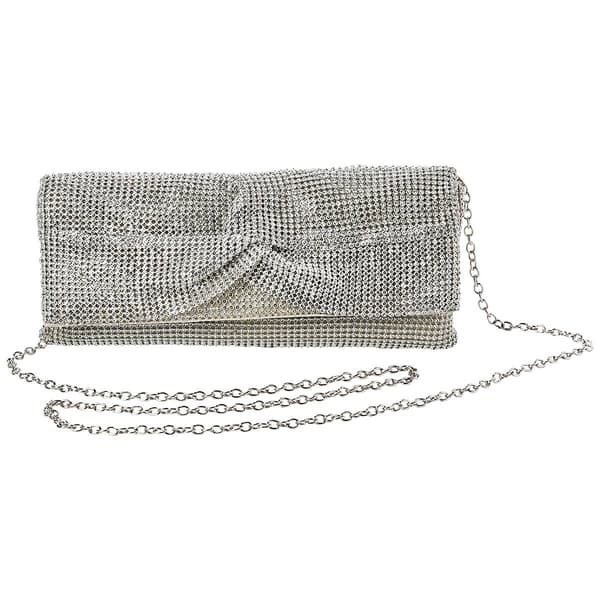 Jessica McClintock Hellene Crystal Mesh Clutch with Chain