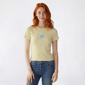 Juniors No Comment Beaded Applique Baby Tee - Anise Flower - image 1
