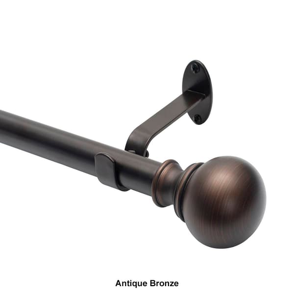 Elrene Cordelia Single Curtain Rod w/ Globe Ball Finial