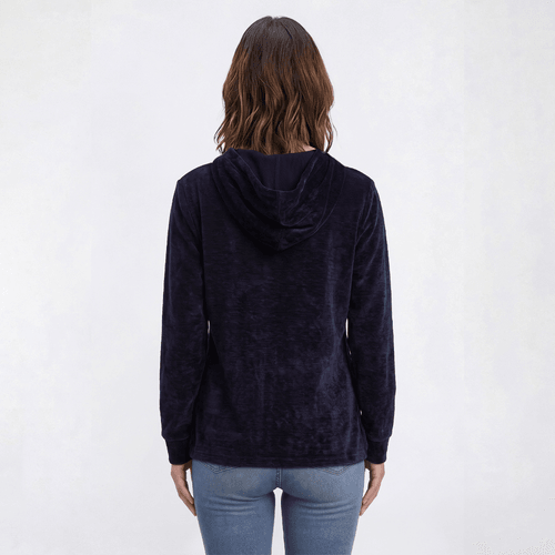 Womens Nautica Long Sleeve Solid Rib Knit Hoodie