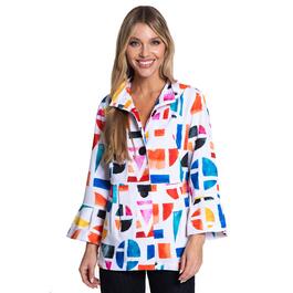 Plus Size Ali Miles 3/4 Bell Sleeve Geo Wire Collar Jacket