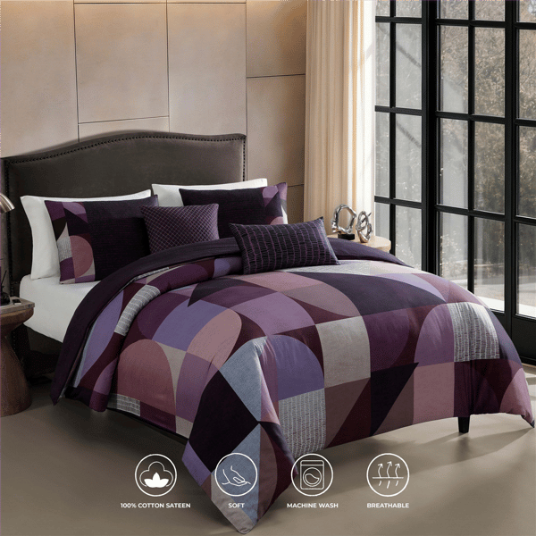 Bebejan Orchid Matrix 5pc. Reversible Comforter Set