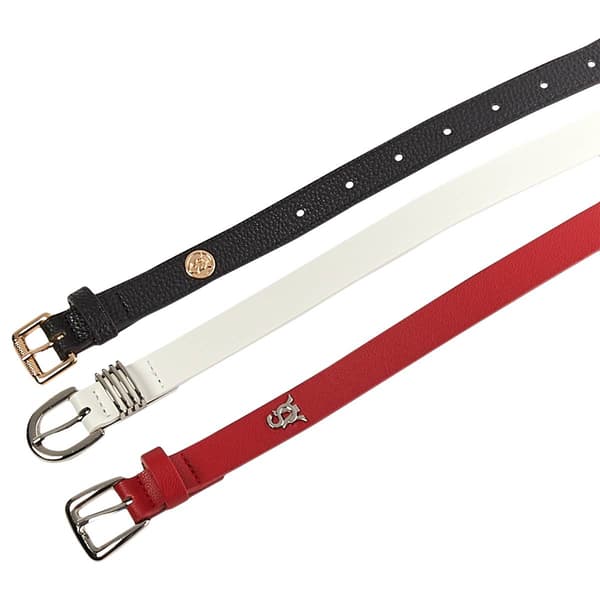 Womens Steve Madden Roller Buckle Multi Keeper Pebble PU Belt Set