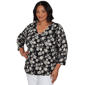 Plus Size Emaline Key Items 3/4 Sleeve V Neck Pumpkin Tee - image 3