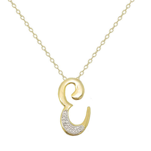 Accents by Gianni Argento Gold Initial E Pendant Necklace - image 