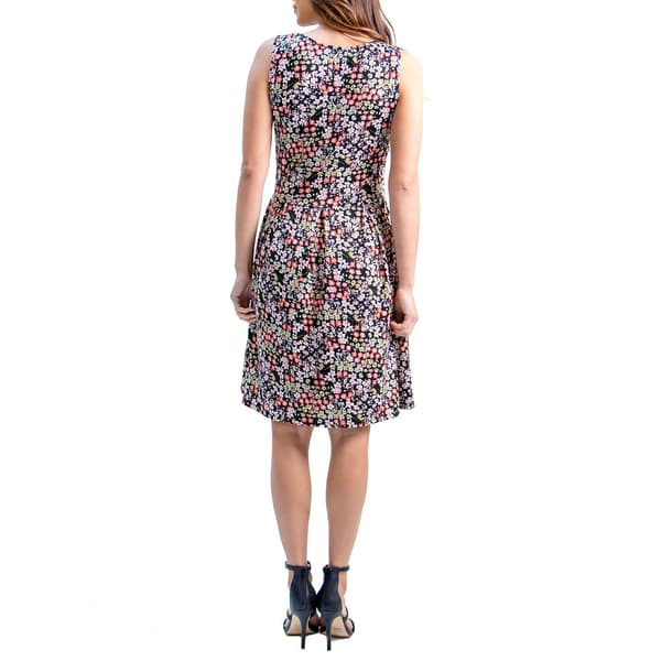 Womens 24/7 Comfort Apparel Pink Floral Sleeveless A-Line Dress