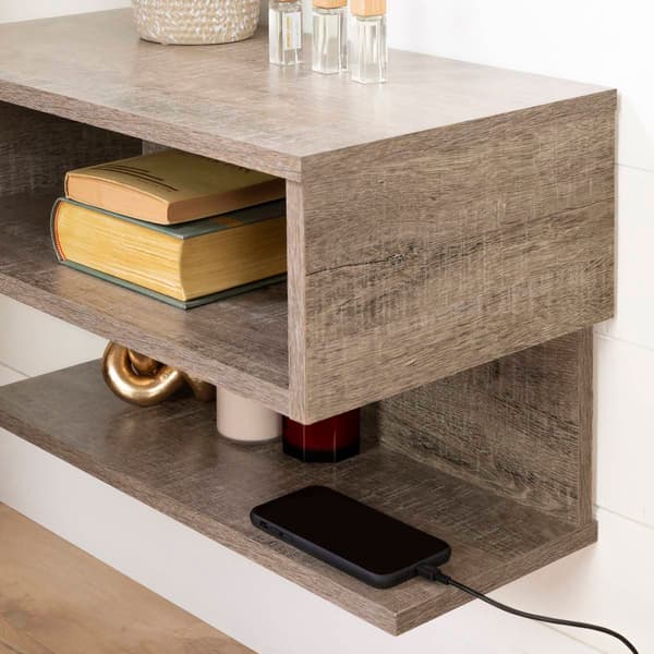 South Shore Sazena Weathered Oak Floating Nightstand