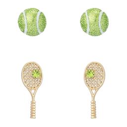 Betsey Johnson Tennis Racquet & Ball Duo Stud Earring Set