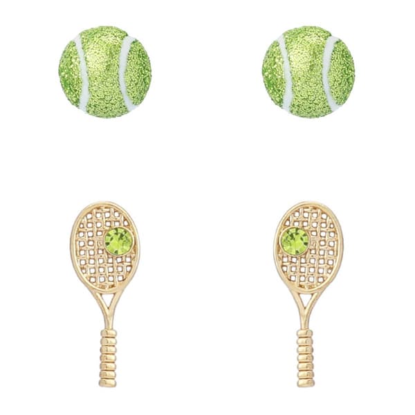 Betsey Johnson Tennis Racquet & Ball Duo Stud Earring Set