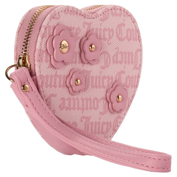 Womens Juicy Couture Juicy Bouquet Heart Zip Around Wristlet