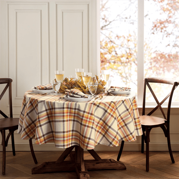 Threadmade Rus- Set Harvest Woven Plaid Tablecloth