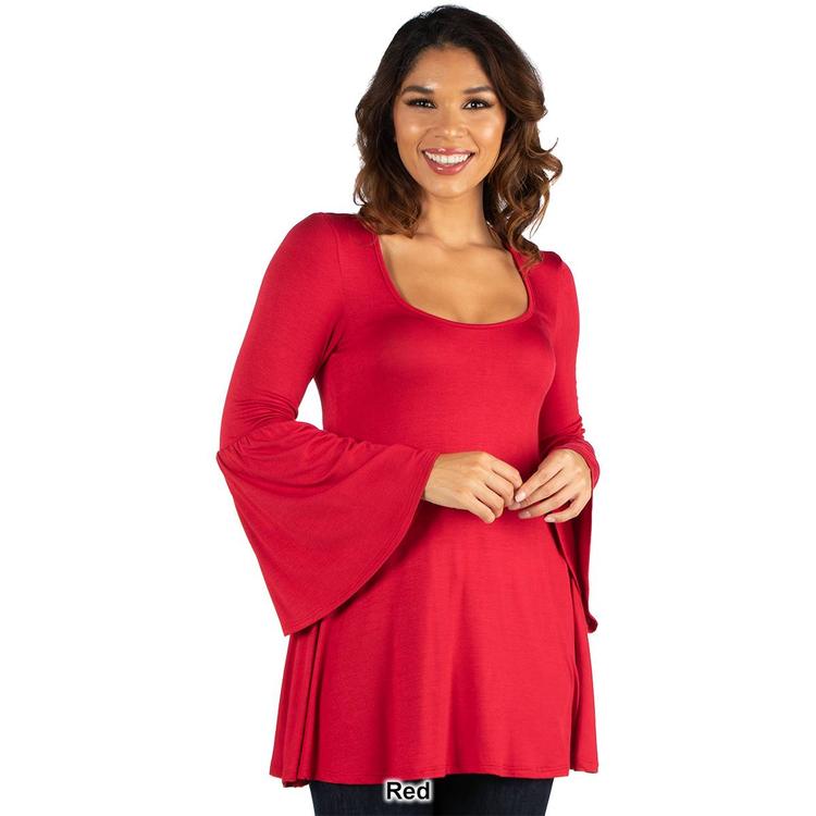 Womens 24/7 Comfort Apparel Long Bell Sleeve Tunic