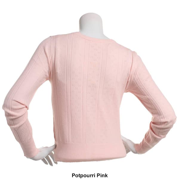Juniors No Comment Mix Stitch Button Front Cardigan
