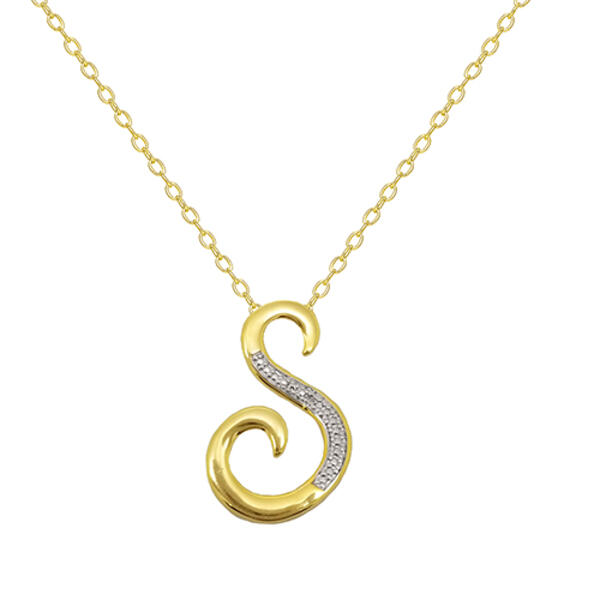 Accents by Gianni Argento Gold Initial S Pendant Necklace - image 