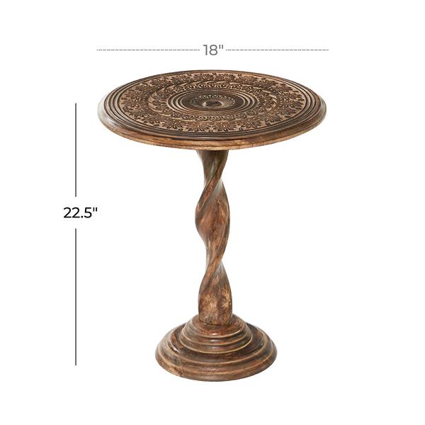 9th & Pike® Round Wood Carved Accent Table