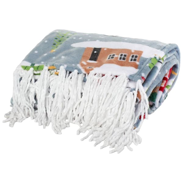 Mountain Ridge Ski Village Fringe Popcorn Throw