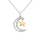 1/20cttw. Natural Diamond Sterling Silver Moon & Star Pendant - image 1