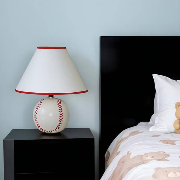HomeRoots 12in. Ceramic Baseball Sports Table Lamp