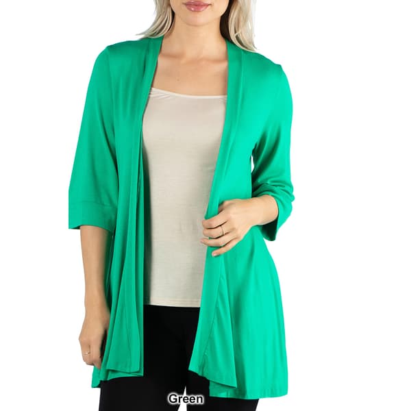 Womens 24/7 Comfort Apparel Elbow Length Open Front Cardigan