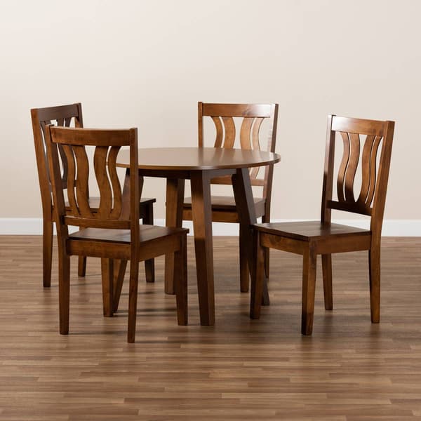 Baxton Studio Anesa Walnut Brown Finished Wood 5pc. Dining Set