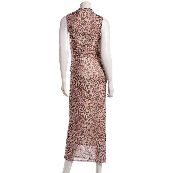 Juniors Madden Girl Mesh Funnel Neck Midi Dress - Taupe