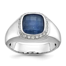 Mens Gentlemens Classics&#40;tm&#41; 14kt. White Gold Sapphire Doublet Ring