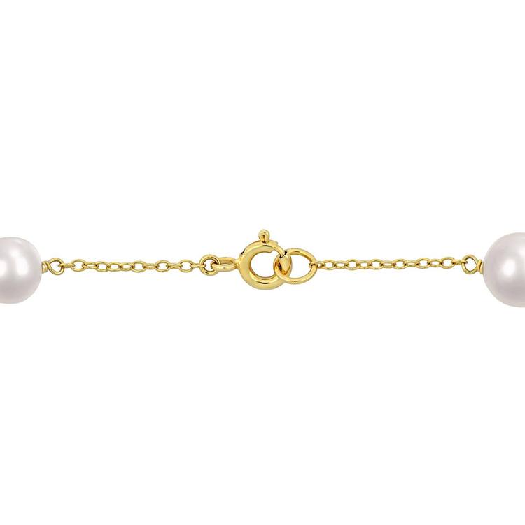 Gemstone Classics™ White Freshwater Pearl Yellow Silver Bracelet