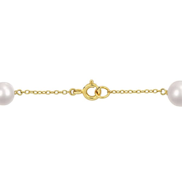 Gemstone Classics™ White Freshwater Pearl Yellow Silver Bracelet