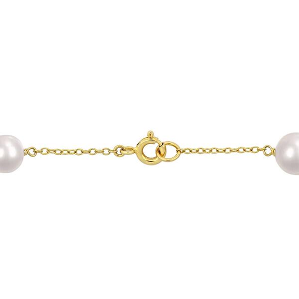 Gemstone Classics&#8482; White Freshwater Pearl Yellow Silver Bracelet