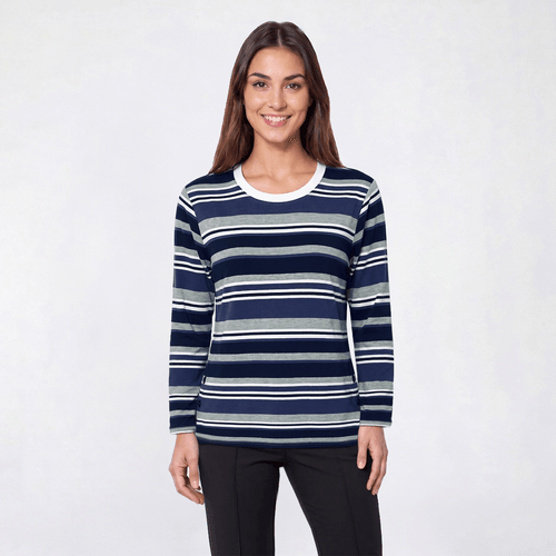 Petite Hasting & Smith Long Sleeve Stripe Crew Neck Tee