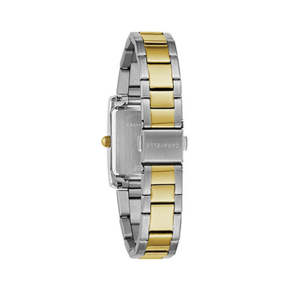 Womens Caravelle Classic Rectangular Two-Tone Watch - 45L167
