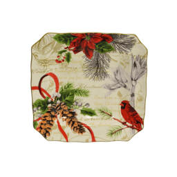 222 Fifth Holiday Wishes 12pc. Red Porcelain Dinnerware Set